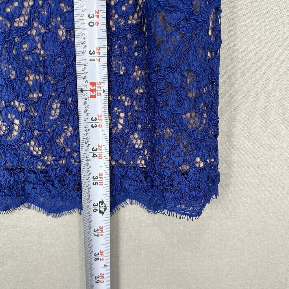 Adrianna Papell Womens Dress 4 Blue Lace Overlay Sheath Evening Modest Elegant - Picture 4 of 14
